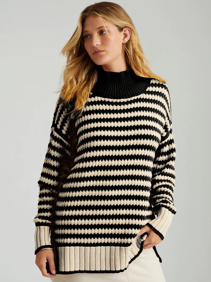 Giselle Popcorn Stitch Sweater in Black Multi