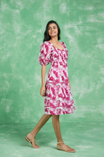 Load image into Gallery viewer, Tamara Short Dress in Magenta Kochi
