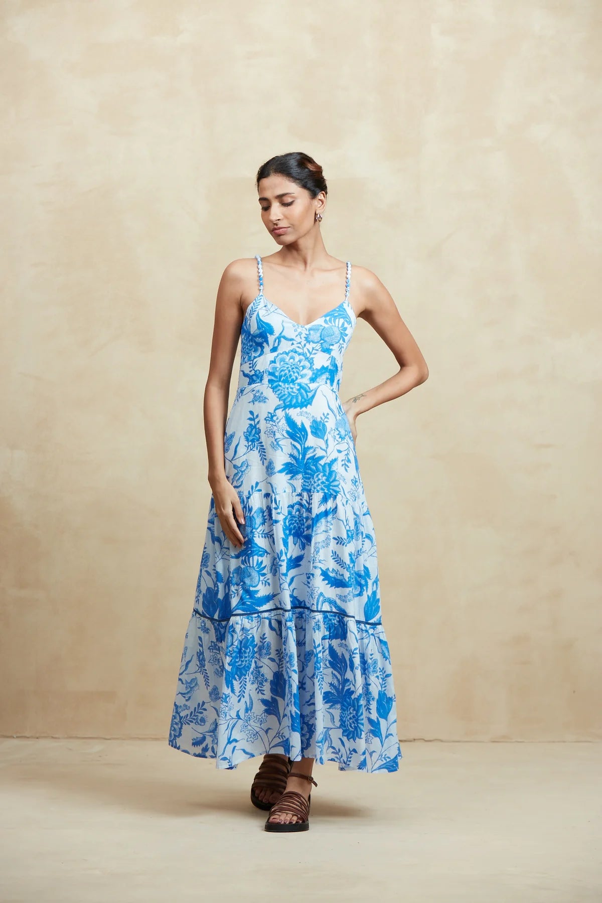 Brittany Midi Dress in Blue Tiffany