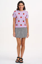 Load image into Gallery viewer, Dominique Strawberry Knit Top in Lilac
