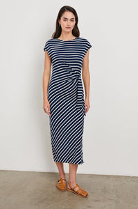 Selah Dress in Navy Ivory Stripe