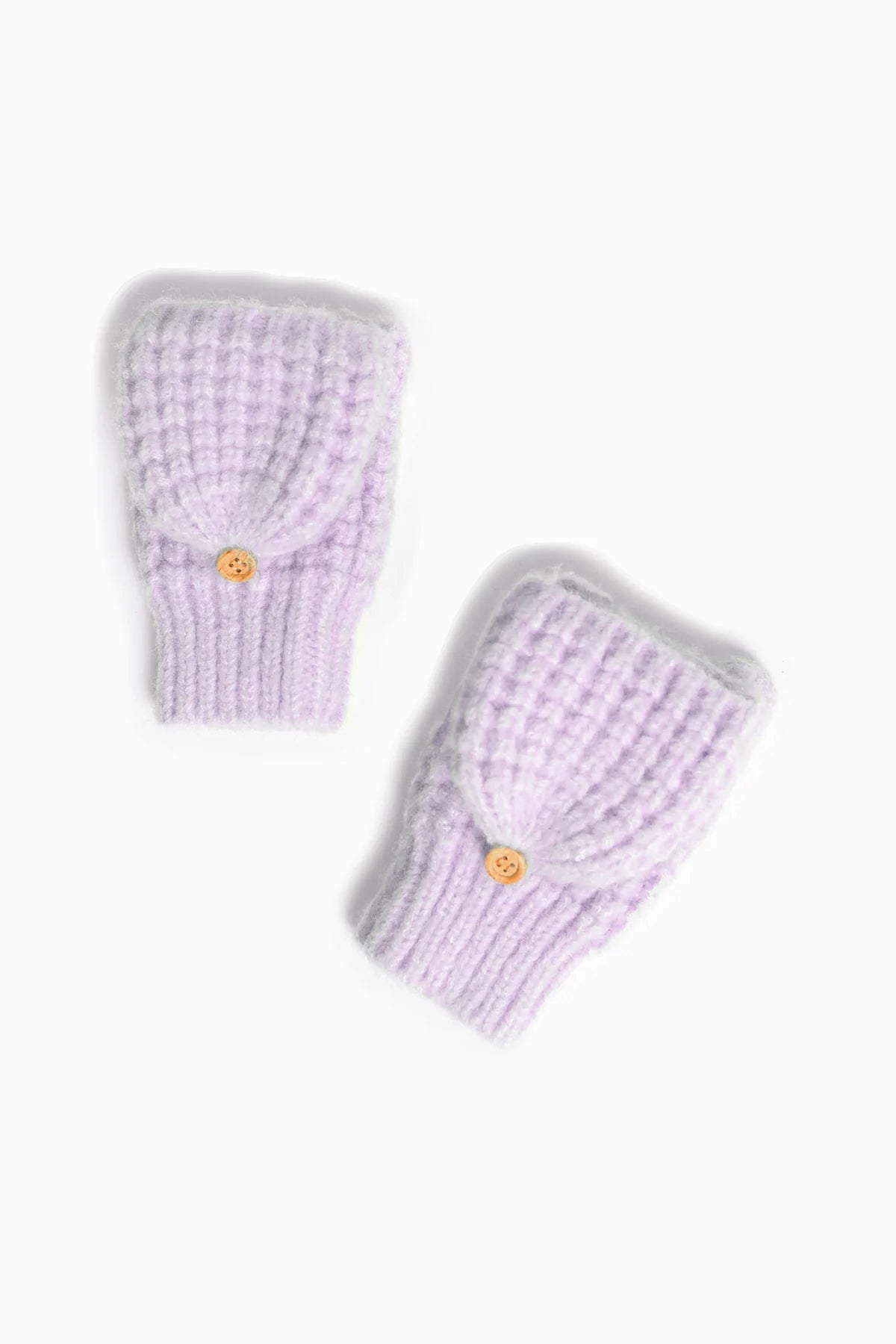 Waffle Knit Flip Mittens in Lavender