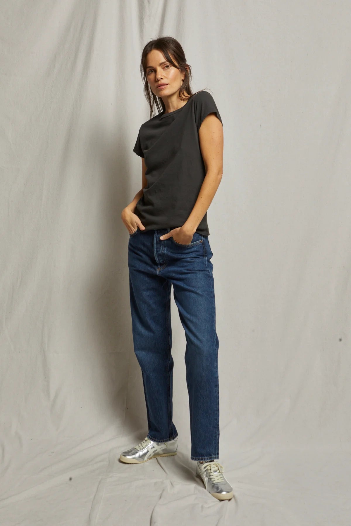 Sheryl Recycled Cotton Baby Tee in Vintage Black