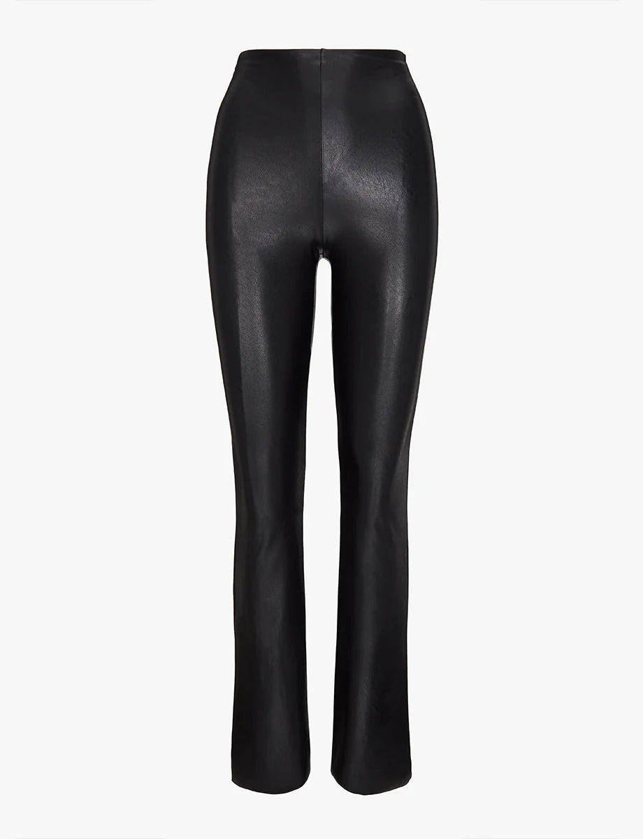 Faux Leather Flared Legging in Black