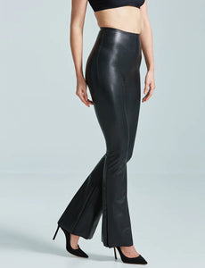 Faux Leather Flared Legging in Black
