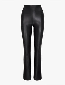 Faux Leather Flared Legging in Black