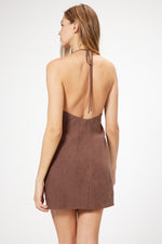 Load image into Gallery viewer, Seville Halter Mini Dress in Brown
