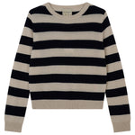 Load image into Gallery viewer, Striped Cashmere Crew Sweater in Limestone/Navy
