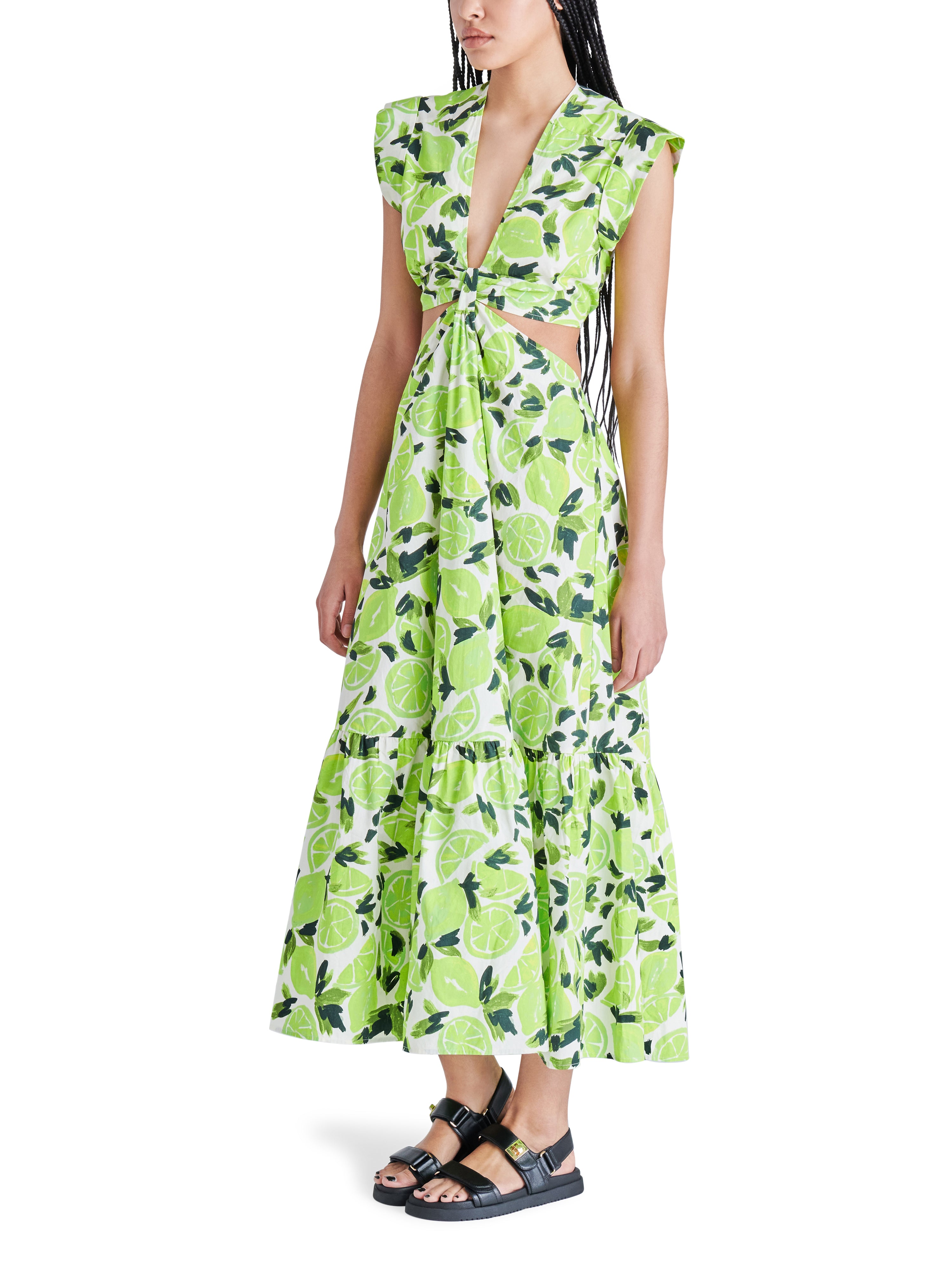 Amanda Midi Dress in Neon Green