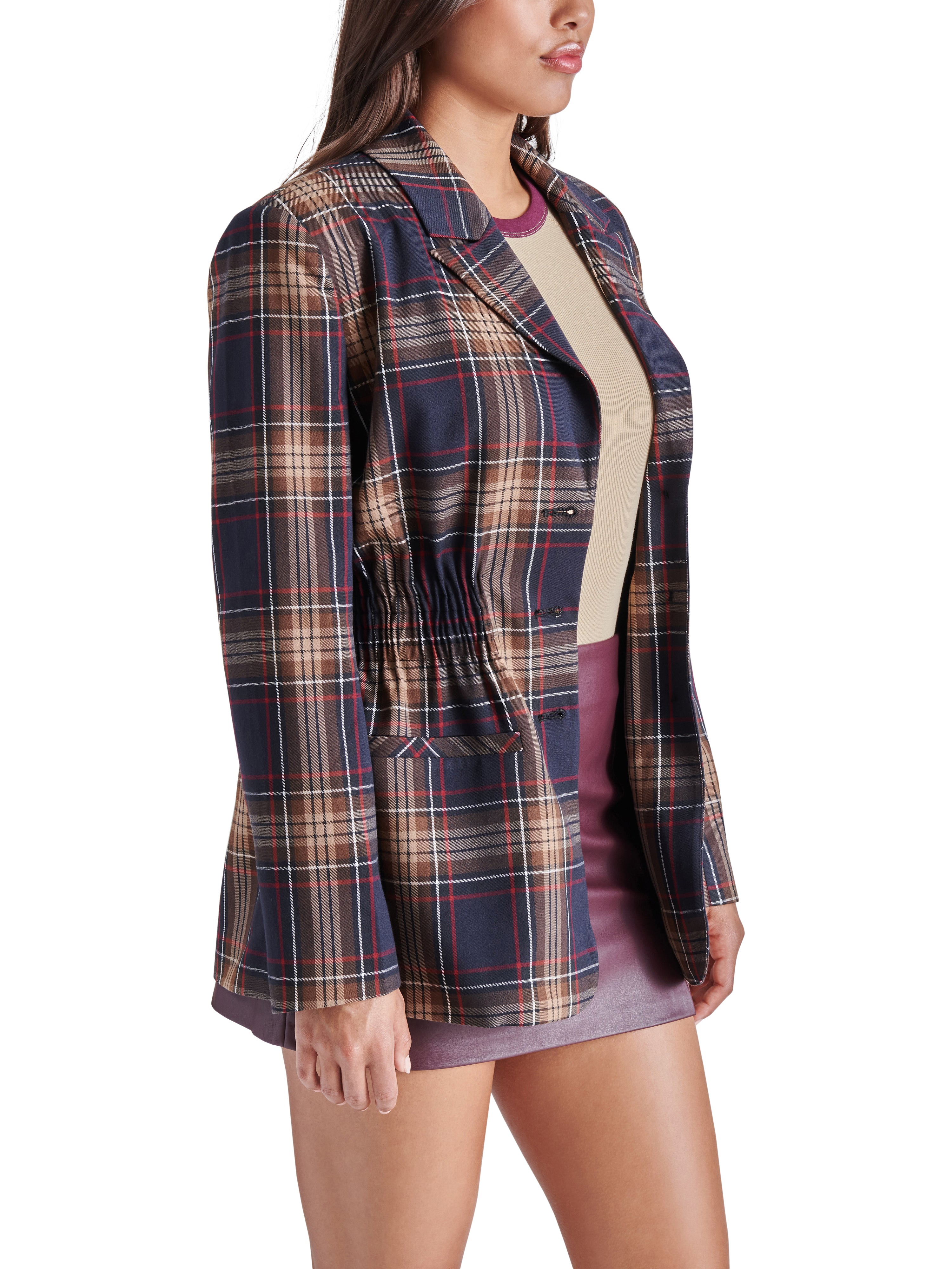 Frida Plaid Jacket in Navy Plaid