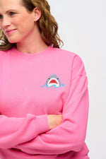 Load image into Gallery viewer, Noah Sweatshirt in Pink with Shark Embroidery
