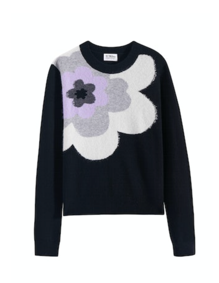 Alston Floral Cashmere Sweater in Black