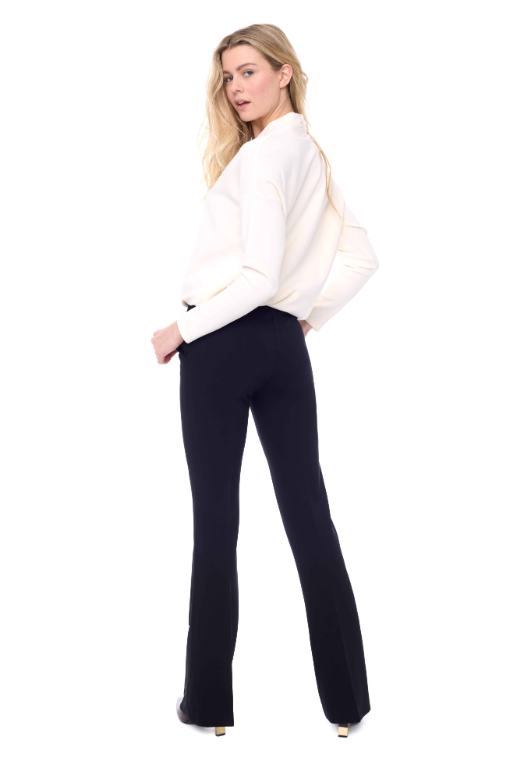 Solid Ponte Boot Leg Trouser in Black