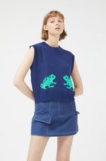 Load image into Gallery viewer, Frog Knit Vest in Navy
