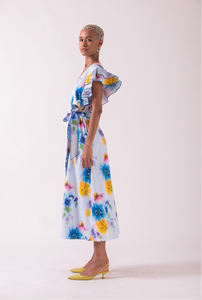 Meaghan Midi Dress in Blue Sky Floral