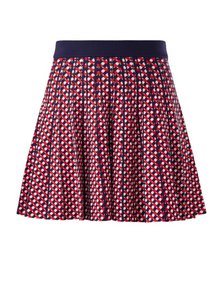 Pamela Jacquard Waist Pleated Tennis Skirt in Dark Multi