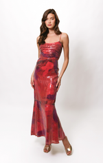 Load image into Gallery viewer, Tylia Ruched Maxi Dress in Grenadine Painters Canvas

