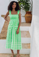 Load image into Gallery viewer, Immy Dress in Neon Green Stripe
