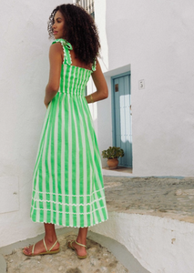 Immy Dress in Neon Green Stripe
