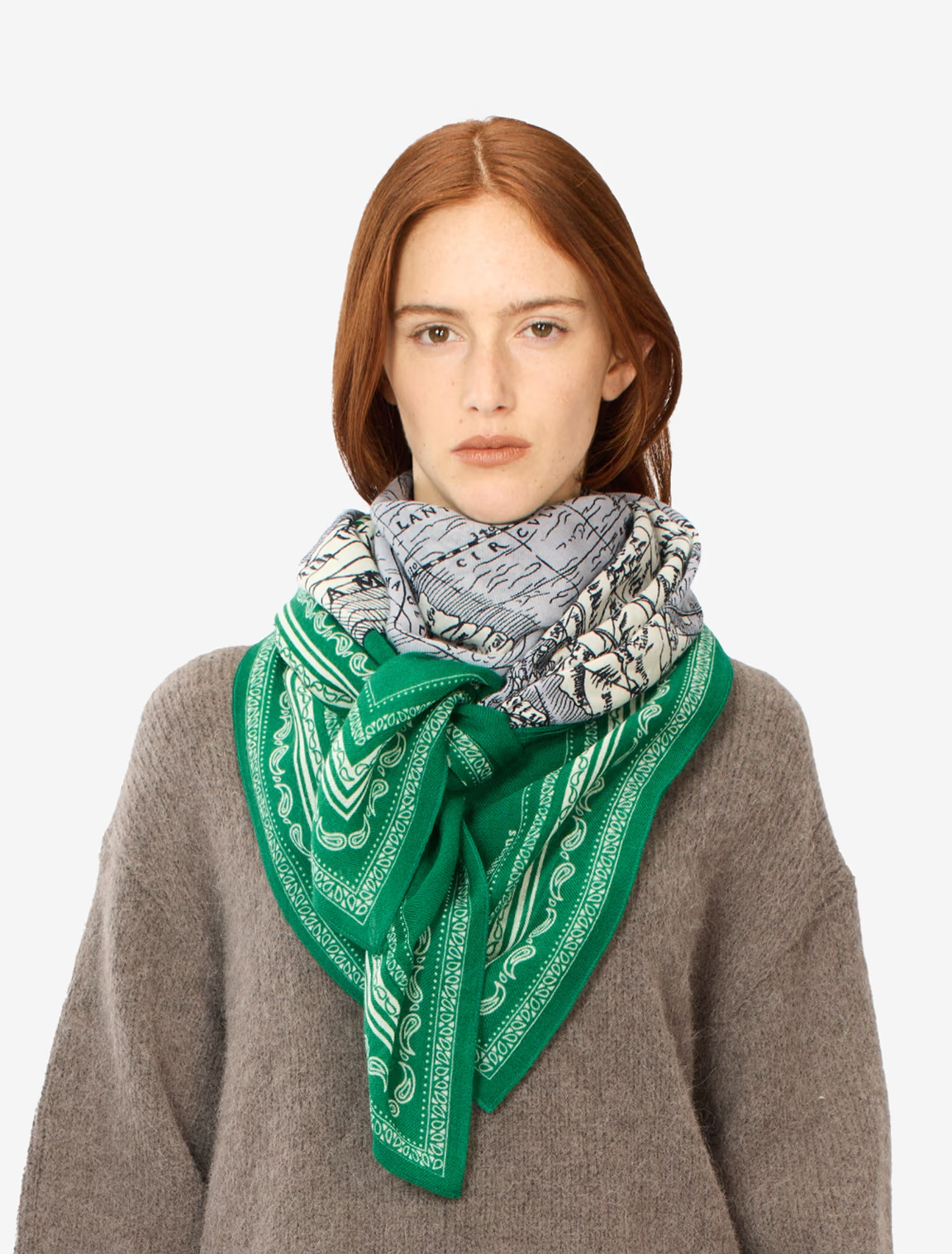 Mappemonde Scarf in Green