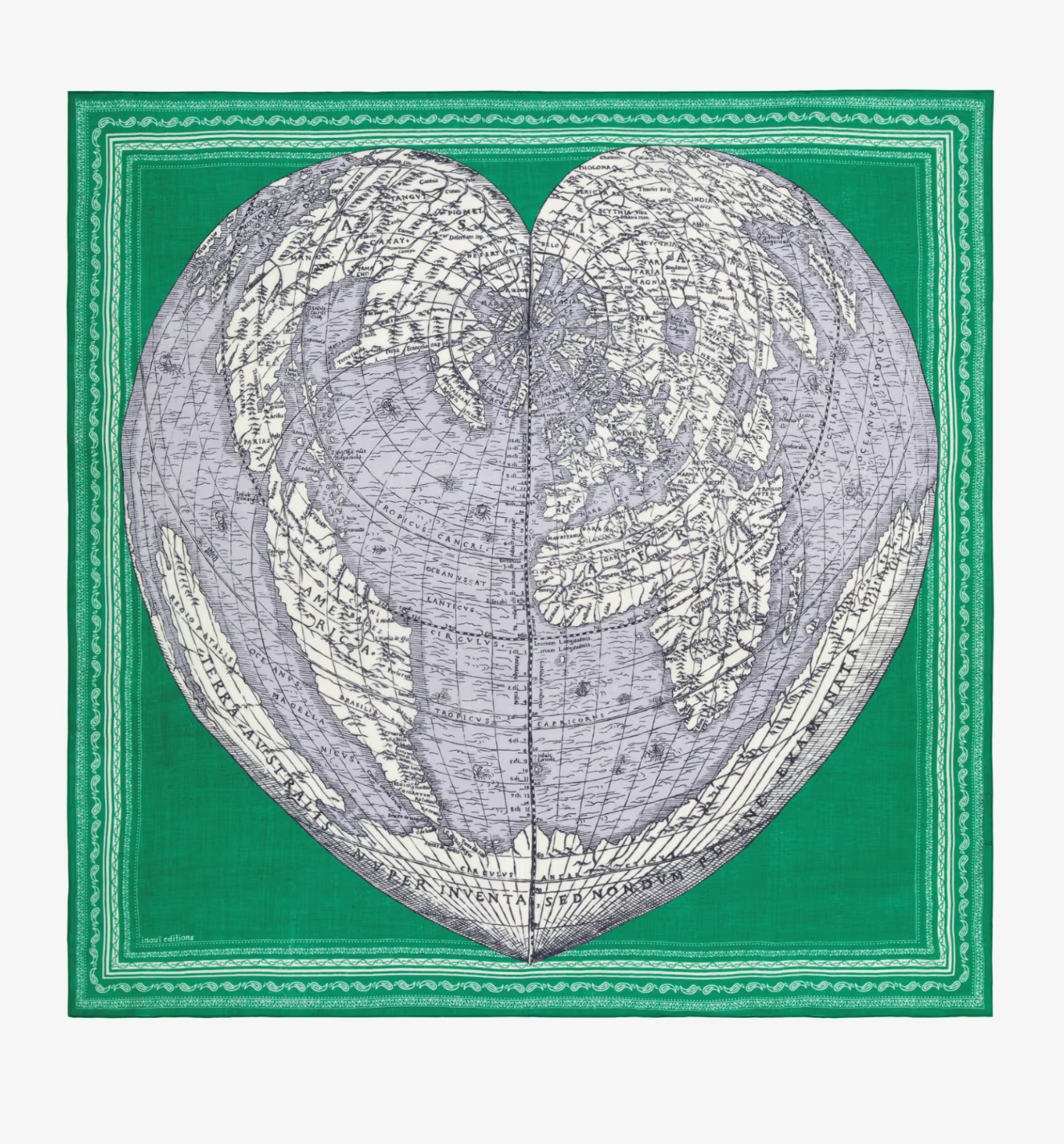 Mappemonde Scarf in Green