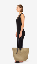 Load image into Gallery viewer, Canvas Shopping Bag in Cannage Natural
