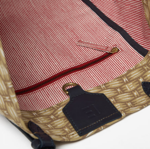 Canvas Shopping Bag in Cannage Natural