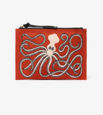 Load image into Gallery viewer, Embroidered Pouch in Octopus Orange
