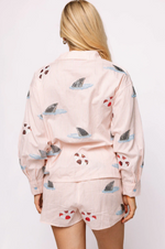 Load image into Gallery viewer, Light Pink Stripe Shark Fin and Float Button Up Collar Shirt
