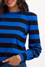 Load image into Gallery viewer, Griselda Jersey Top in Blue/Black Stripes
