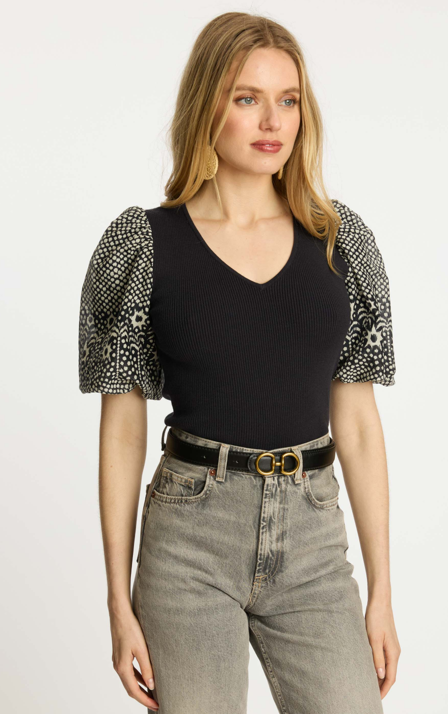 Andrea Top in Indigo Dot