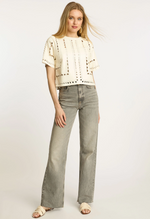 Load image into Gallery viewer, Anisa Top in Antique White Vegan Leather
