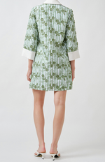 Load image into Gallery viewer, Cece Embroidered Stripe Mini Dress in Green

