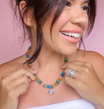 Load image into Gallery viewer, Candy Owl Necklace in Blue/White
