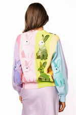 Load image into Gallery viewer, Rainbow Colorblock Easter Bunny Cardigan in Multi Pastel
