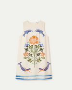 Load image into Gallery viewer, Sleeveless Crepe Mini Dress in Palm and Mermaid Print
