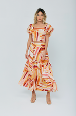 Load image into Gallery viewer, Ruffle Sleeve Crop Top in Pink Multi

