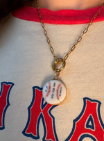 Load image into Gallery viewer, Noah Kahan 2026 Fenway Baseball Charm on Gold Paperclip Chain w/ Carabiner
