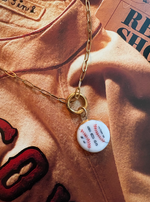 Load image into Gallery viewer, Noah Kahan 2026 Fenway Baseball Charm on Gold Paperclip Chain w/ Carabiner
