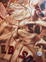 Load image into Gallery viewer, Noah Kahan 2026 Fenway Baseball Charm on Gold Paperclip Chain w/ Carabiner
