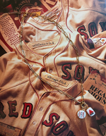 Load image into Gallery viewer, Noah Kahan 2026 Fenway Baseball &amp; Citgo Sign Charms on Large Gold Paperclip Chain w/ Attached Carabiner
