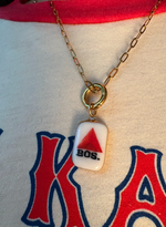 Load image into Gallery viewer, Boston Citgo Sign Charm on Gold Paperclip Chain w/ Carabiner
