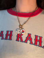 Load image into Gallery viewer, Noah Kahan "Mess" I-89 VT &amp; Citgo Sign Charms on Large Gold Paperclip Chain w/ Attached Carabiner

