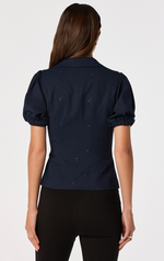 Load image into Gallery viewer, Anne Embroidered Top in Navy
