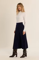 Load image into Gallery viewer, Knit Pleated Midi Skirt in Navy Blue

