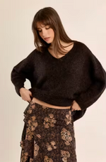 Load image into Gallery viewer, Marled V-Neck Sweater in Chocolate
