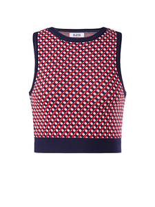Cher Crochet Jacquard Tank in Dark Blue Multi