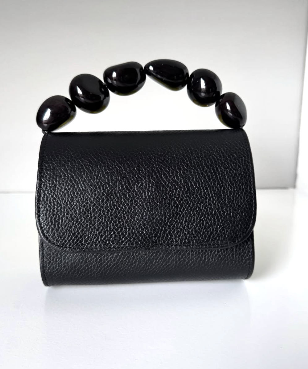 The Nica Leather Clutch in Black