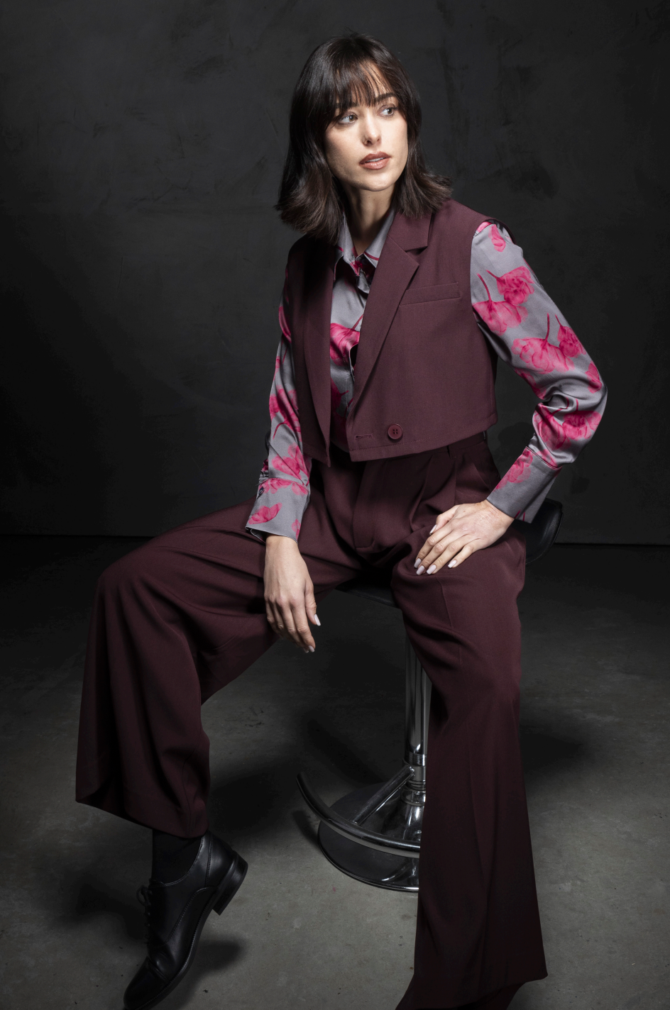 Ring Vest in Burgundy