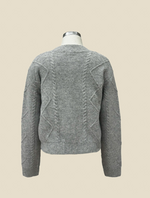 Load image into Gallery viewer, Cable Knit Cardigan with Velvet Bows in Grey
